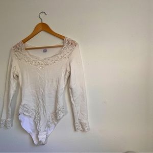 Vintage White Lace Italian Cotton Bodysuit